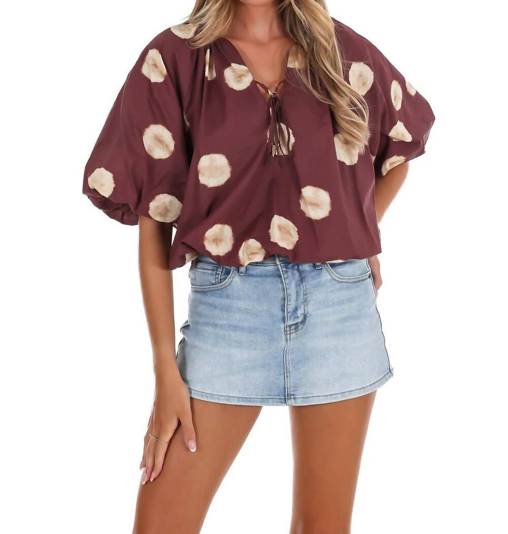 NEW ENTRO put together polka dot top in brown